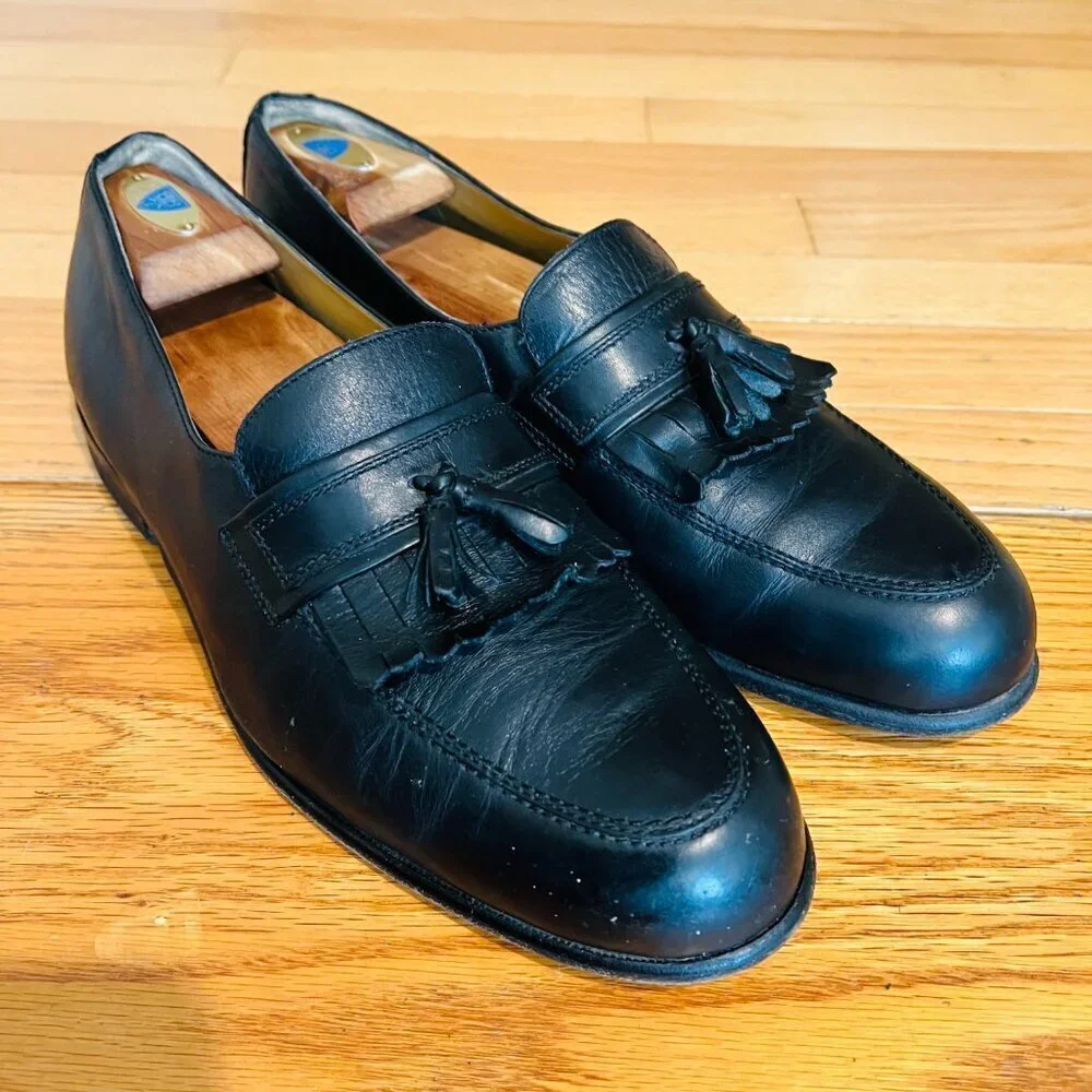 Calzoleria Toscana Shoes Mens Leather Slip On Tassel Penny Loafers Shoes 11.5